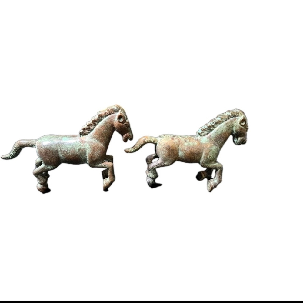 Pair of Vintage Cast Galloping Horse Figurines